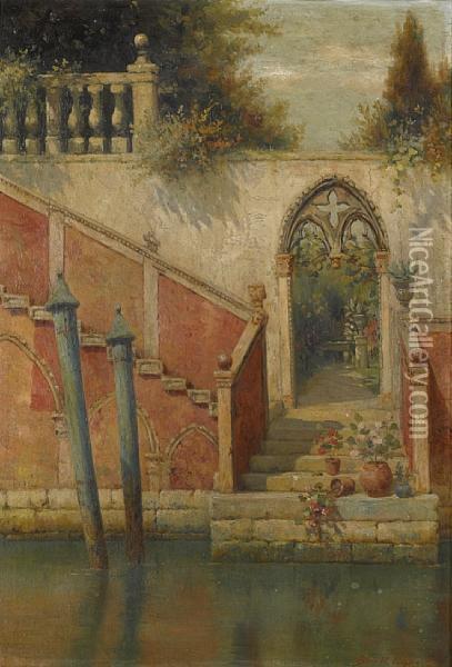 Steps To The Canal Oil Painting - Burr H. Nicholls
