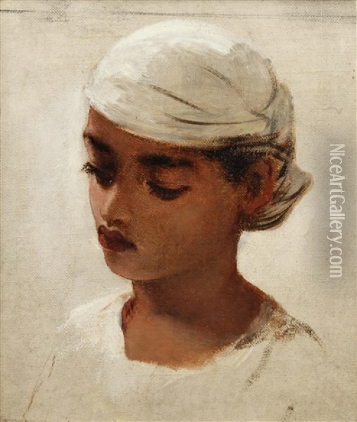 Head Of A Young Mulatto Girl Oil Painting - Robert Gavin