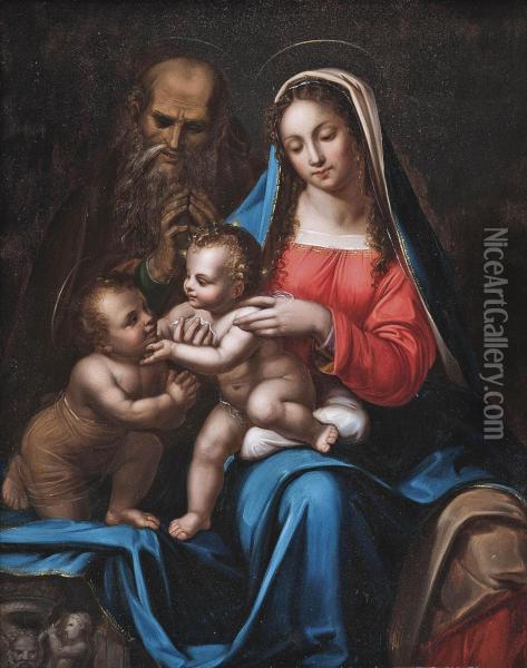 The Holy Family With The Infant Saint John The Baptist Oil Painting - Cesare da Sesto