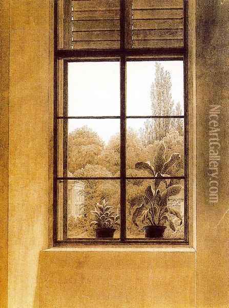 Window and Garden Oil Painting - Caspar David Friedrich