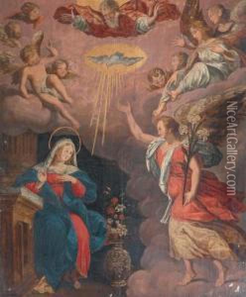 The Annunciation Oil Painting - Marcello Venusti