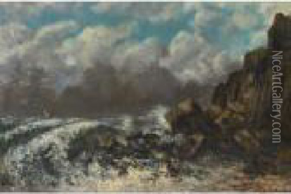 Marine A Etretat Oil Painting - Gustave Courbet