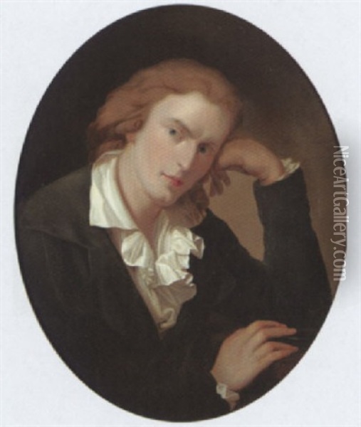 Portrat Von Friedrich Von Schiller Oil Painting - Gustav Zick