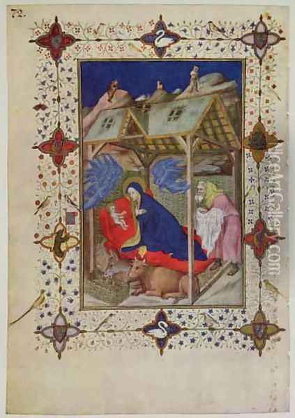 Hours of Notre Dame Prime The Birth of Christ from the Tres Riches Heures du Duc de Berry 2 Oil Painting - Jacquemart De Hesdin
