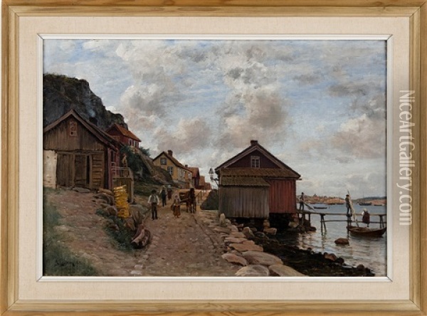 Village Life Oil Painting - Berndt Adolf Lindholm