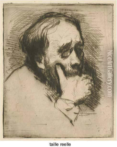 Degas, En Buste Oil Painting - Marcellin Desboutin