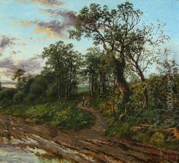 A Path Through The Trees Oil Painting - Octavius Thomas Clark