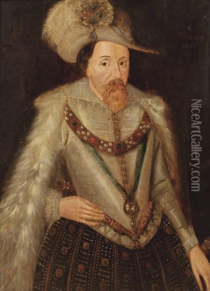 Portrait Of King James I Of England Oil Painting - John de Critz