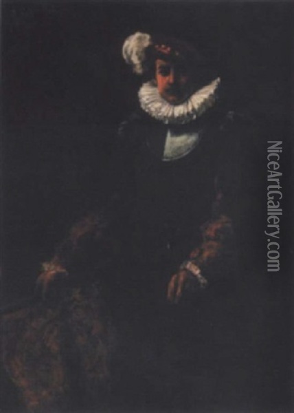 Portrait En Pied D'un Jeune Musicien En Costume De La Renaissance Oil Painting - James Dromgole Linton