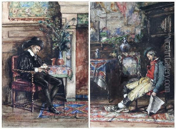 'a Venetian Earl', And 'the Sleeper', A Pair Oil Painting - Fernand Beeckman