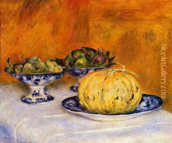 Still Life With Melon Oil Painting - Pierre Auguste Renoir