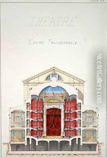 Cross Section of a Theatre Oil Painting - H. Monnot