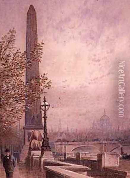 Cleopatras Needle Oil Painting - Frederick E.J. Goff