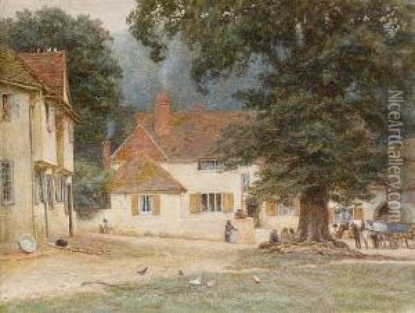 White Horse Inn, Shere, Surrey Oil Painting - Helen Mary Elizabeth Allingham
