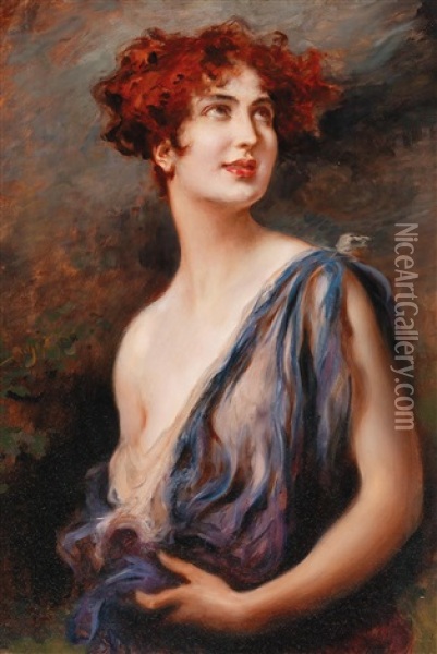 Young Beauty Oil Painting - Leopold Schmutzler