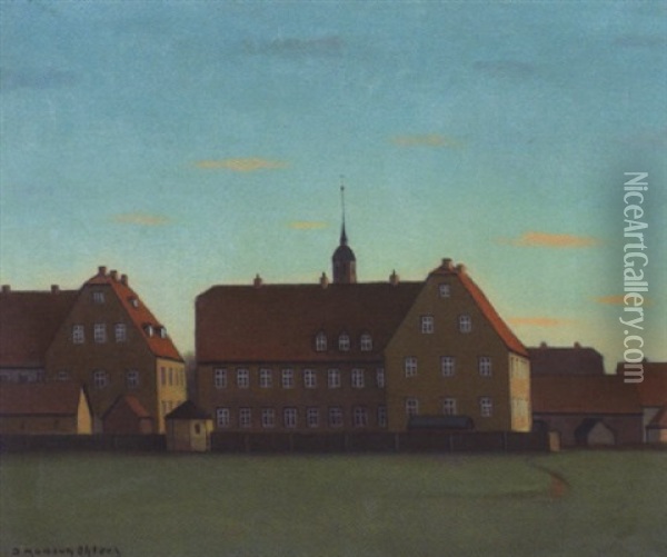 Enkehuset Set Fra Nord Oil Painting - Jeppe Madsen Ohlsen