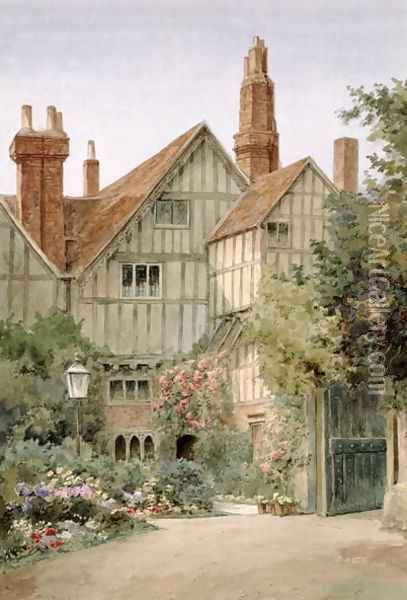 An Old Manor House and Garden Oil Painting - Thomas Nicholson Tyndale