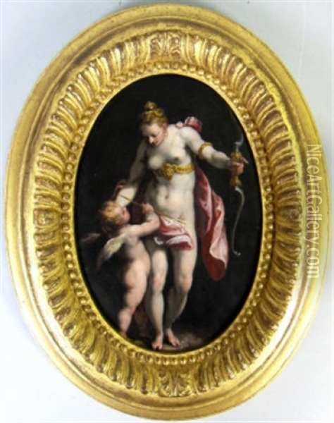 Venus Punishing Cupid Oil Painting - Felice Brusasorci