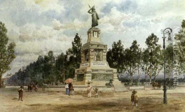 Statue Of Cuitlahuac Oil Painting - August Lohr