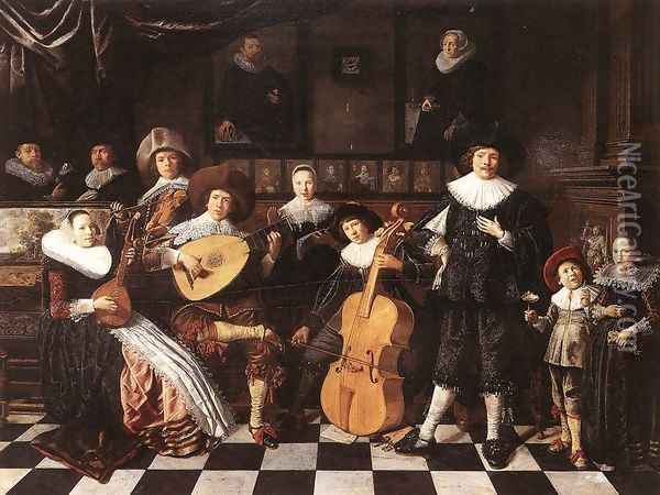 Family Making Music 1630s Oil Painting - Jan Miense Molenaer