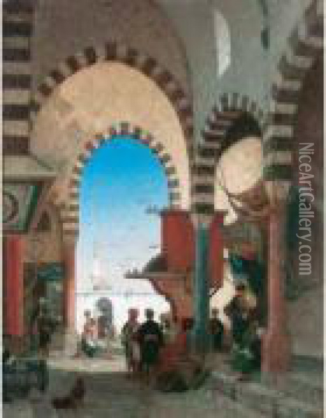 Marchand De Limonade Au Bazar De Constantinople Oil Painting - Fabius Germain Brest