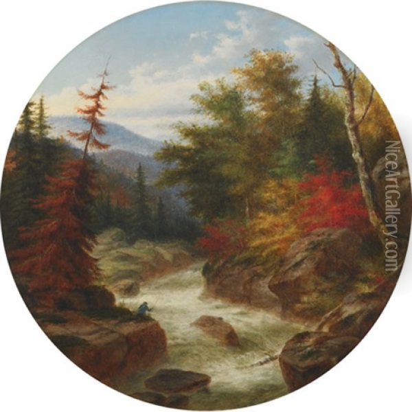 On The St. Ann's Below Quebec, Canada, Autumnal Foliage Oil Painting - Cornelius David Krieghoff