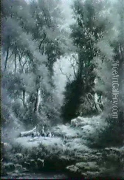 Waldlandschaft Oil Painting - Albert Rieger