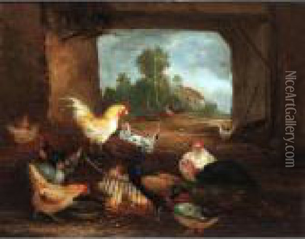 Farmyard Birds Oil Painting - Claude Guilleminet