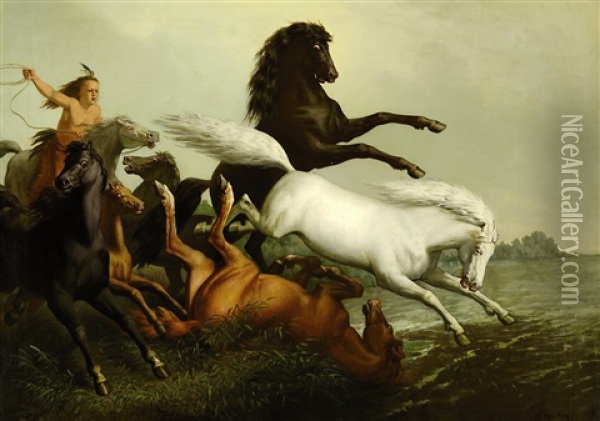Der Schwarze Mustang Oil Painting - Heinrich Sperling