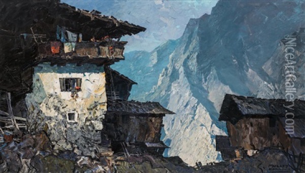 Berghof (garmisch) Oil Painting - Oskar Mulley