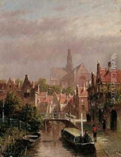 Stadtansicht Mit Einem Kanal. Oil Painting - Pieter Gerard Vertin
