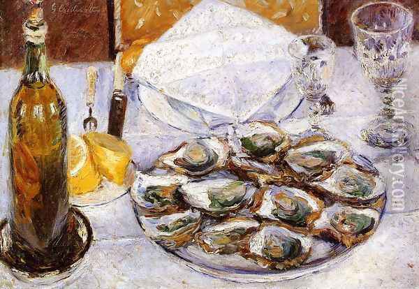 Still Life With Oysters Oil Painting - Gustave Caillebotte