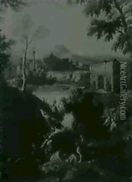 Bergers Dans Un Paysage A L'antique Oil Painting - Gaspard Dughet
