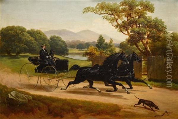 Richard Ogden Driving Double Team Oil Painting - Thomas Hill