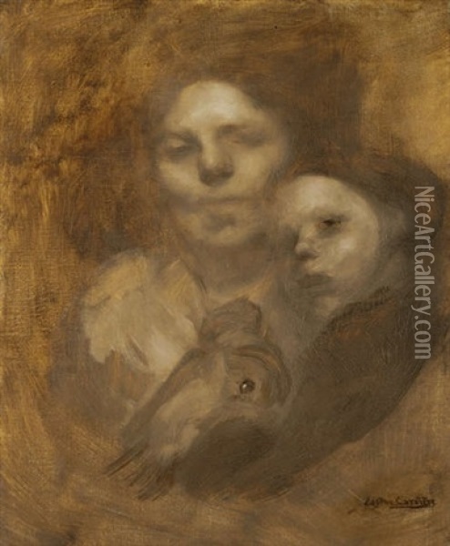 Portrait Of The Artist's Model Oil Painting - Eugene Carriere