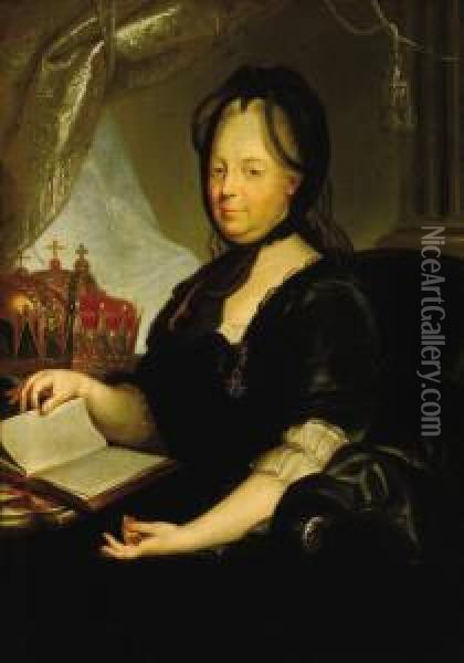Portrait Of Catherine The Great Oil Painting - Ircle Of Martin Van Mytens
