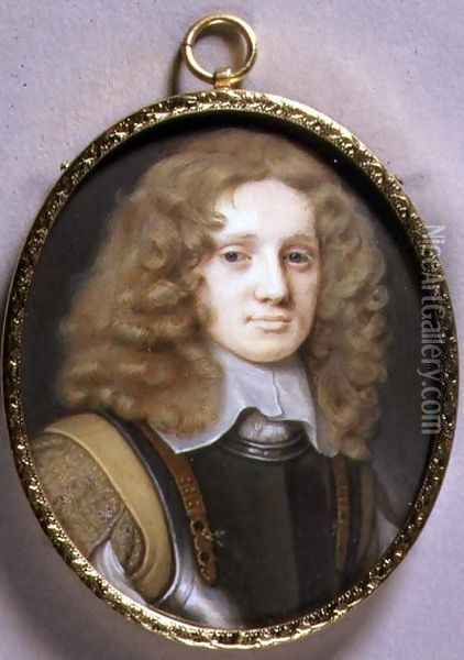 Portrait Miniature of a Man in Armour, c.1660 2 Oil Painting - Samuel Cooper