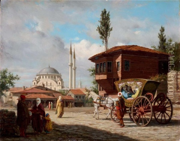 Eyup Sultan Cami Onu Oil Painting - Louis Emile Pinel De Grandchamp