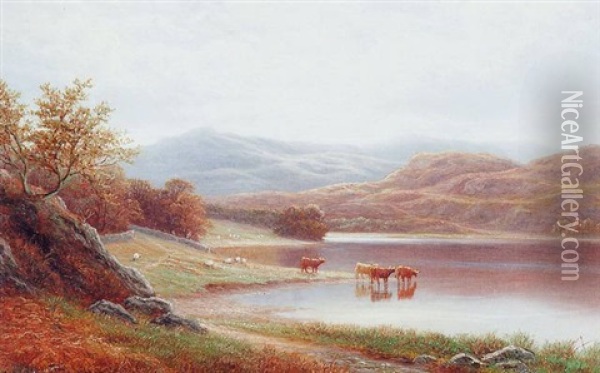 Rydal Lake, Westmorland Oil Painting - William Mellor