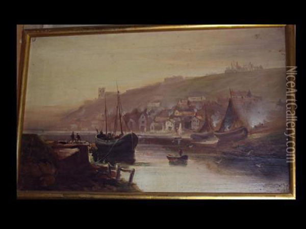 Harbour At Dusk Oil Painting - Walter Meegan
