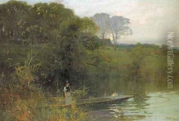 Twilight punting Oil Painting - Sir Alfred East