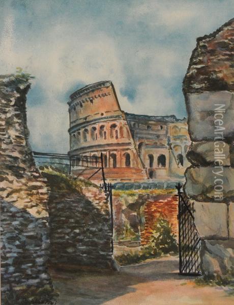Scorcio Del Colosseo Oil Painting - Rocco Lentini