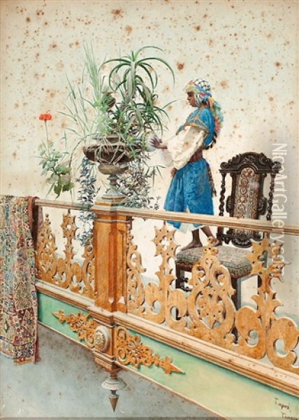 Interior De Tanger Oil Painting - Jose Tapiro Y Baro