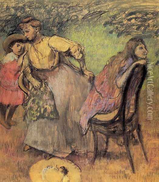 Madame Alexis Rouart and Her Children Oil Painting - Edgar Degas
