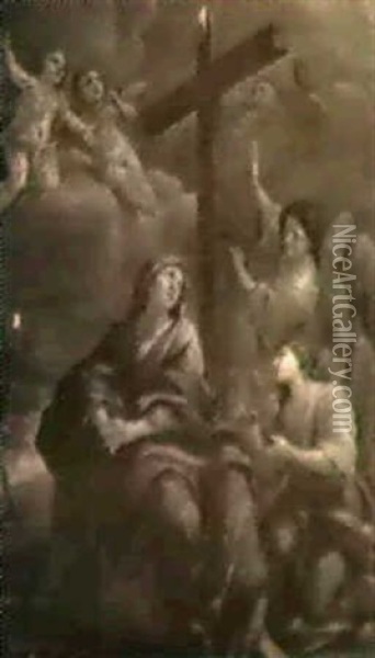Die Madonna Mit Engeln Unter Dem Kreuz Oil Painting - Carlo Maratta