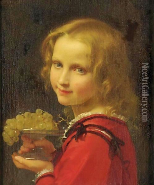 Girl With Grapes Oil Painting - Leon-Jean-Basile Perrault