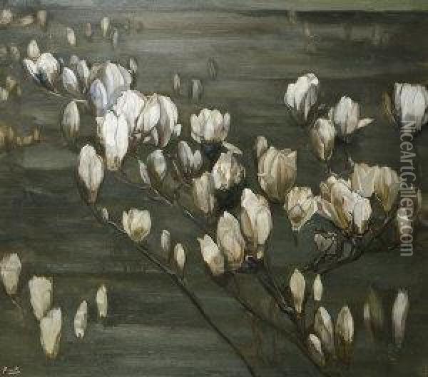 Magnolias At Midnight Oil Painting - Emil Funk