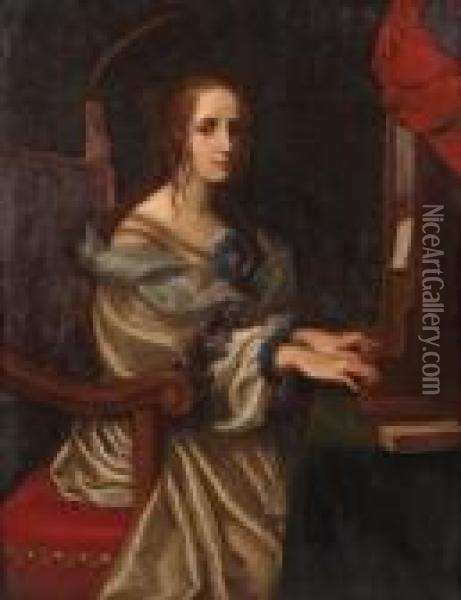 Saint Cecilia Oil Painting - Carlo Dolci