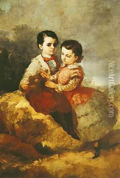 The Artists Children Oil Painting - Eugenio Lucas y Padilla