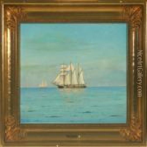 Seascape Withsailing Ships Oil Painting - Emanuel A. Petersen